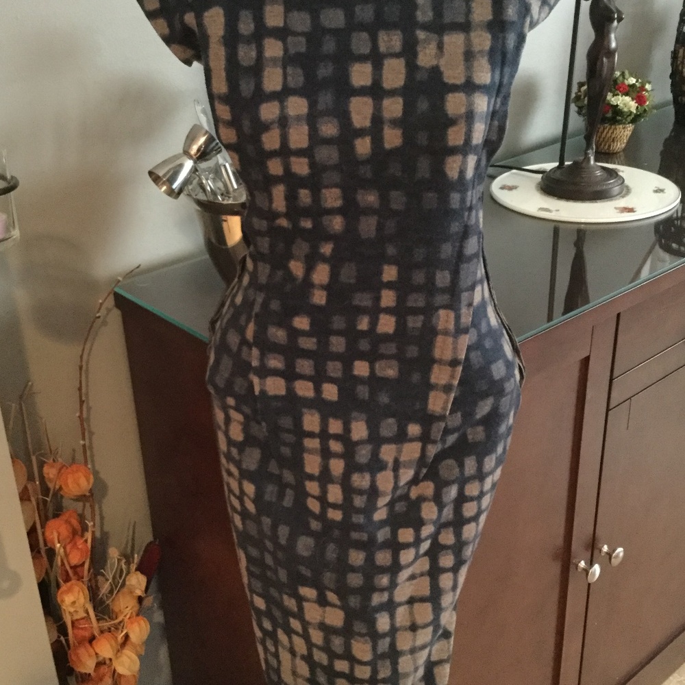 bottegga veneta brown check wool stretch dress